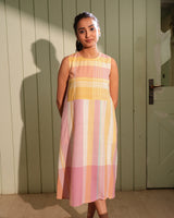 Dhwani Pastel Sleevelss Handwoven Cotton Dress
