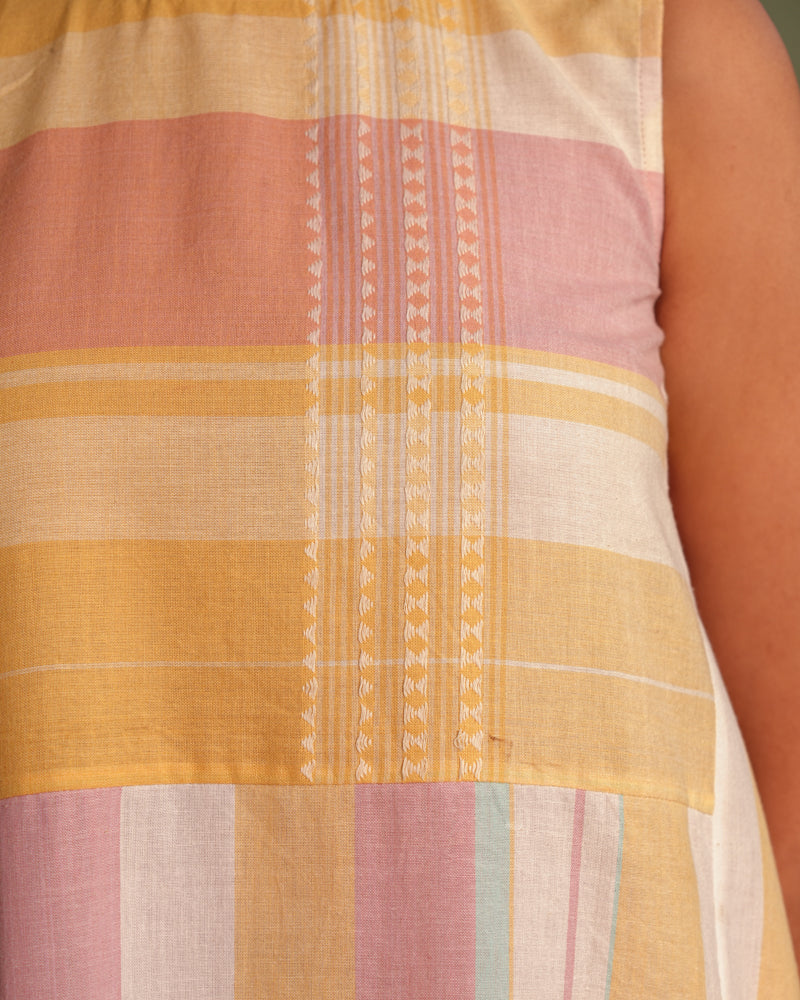 Dhwani Pastel Sleevelss Handwoven Cotton Dress