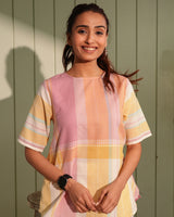 Dhwani Pastel Regular -Fit Handwoven Cotton Top