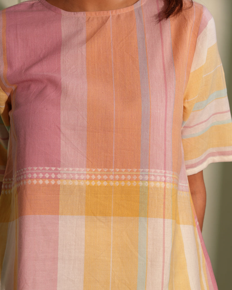 Dhwani Pastel Regular -Fit Handwoven Cotton Top