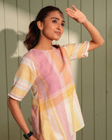 Dhwani Pastel Regular -Fit Handwoven Cotton Top