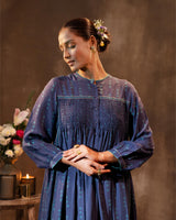 Ruhani Midnight Blue Flared Silk Kurta With Bandhej