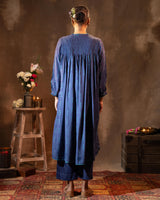 Ruhani Midnight Blue Flared Silk Kurta With Bandhej