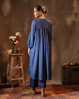 Ruhani Midnight Blue Flared Silk Kurta With Bandhej