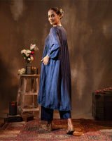 Ruhani Midnight Blue Flared Silk Kurta With Bandhej