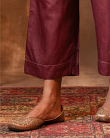 Ruhani Wine Straight Fit Cotton Silk Pant