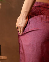 Ruhani Wine Straight Fit Cotton Silk Pant