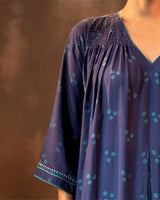 Ruhani Midnight Blue Gathered Silk Kurta with Bandhej