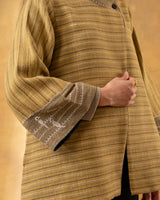 Dhaani Lime Green Striped Handwoven Naturally Dyed Woolen Jacket