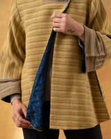 Dhaani Lime Green Striped Handwoven Naturally Dyed Woolen Jacket