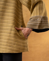 Dhaani Lime Green Striped Handwoven Naturally Dyed Woolen Jacket