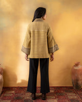 Dhaani Lime Green Striped Handwoven Naturally Dyed Woolen Jacket