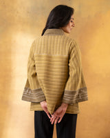 Dhaani Lime Green Striped Handwoven Naturally Dyed Woolen Jacket