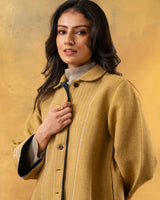 Dhaani Lime Green Handwoven Naturally Dyed Woolen Short Jacket