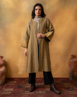 Dhaani Olive Green Handwoven Naturally Dyed Woolen Long Jacket