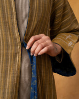 Dhaani Olive Green Handwoven Naturally Dyed Woolen Long Jacket