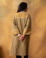 Dhaani Olive Green Handwoven Naturally Dyed Woolen Long Jacket