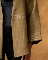 Dhaani Olive Green Handwoven Naturally Dyed Woolen Short Jacket