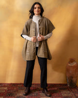 Dhaani Charcoal Green Handwoven Naturally Dyed Woolen Cape
