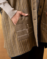 Dhaani Charcoal Green Handwoven Naturally Dyed Woolen Cape