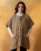 Dhaani Charcoal Green Handwoven Naturally Dyed Woolen Cape