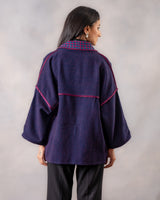 Gurez Blue Striped Handwoven Woolen Jacket