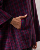 Gurez  Wine Striped Handwoven Woolen Jacket
