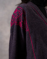 Gurez  Purple-Rapsody Handwoven Woolen Phiran with Chikankari Hand Embroidery