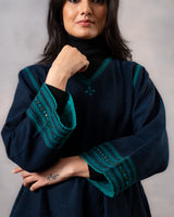 Gurez  Blue Handwoven Woolen Phiran with Dessert Hand Embroidery