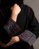 Gurez Midnight Handwoven Woolen Phiran with Hand Applique