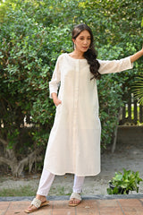 Jasmine Sindhi Hand Embroidered Cotton A-Line Kurta