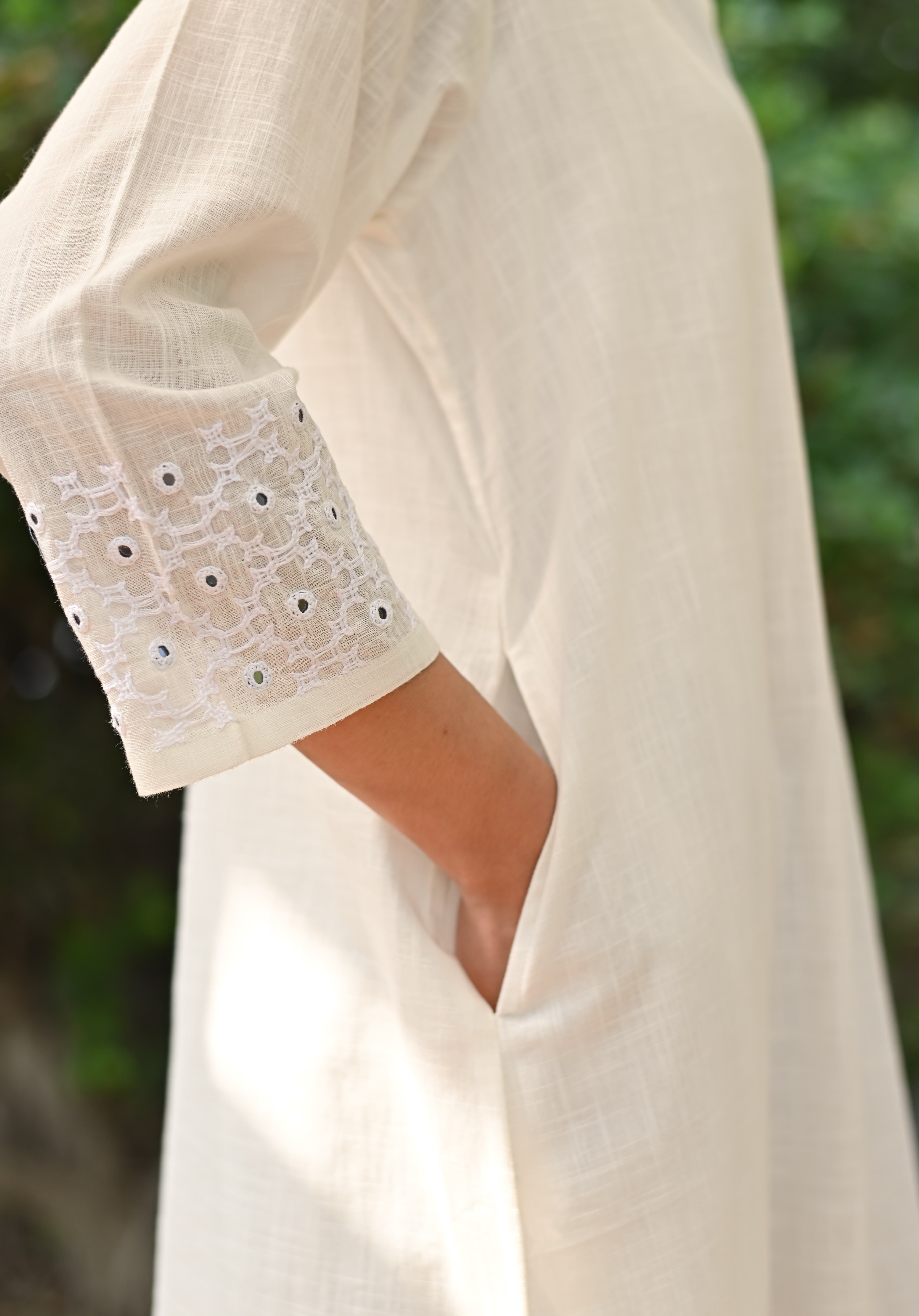 Jasmine Sindhi Hand Embroidered Cotton A-Line Kurta