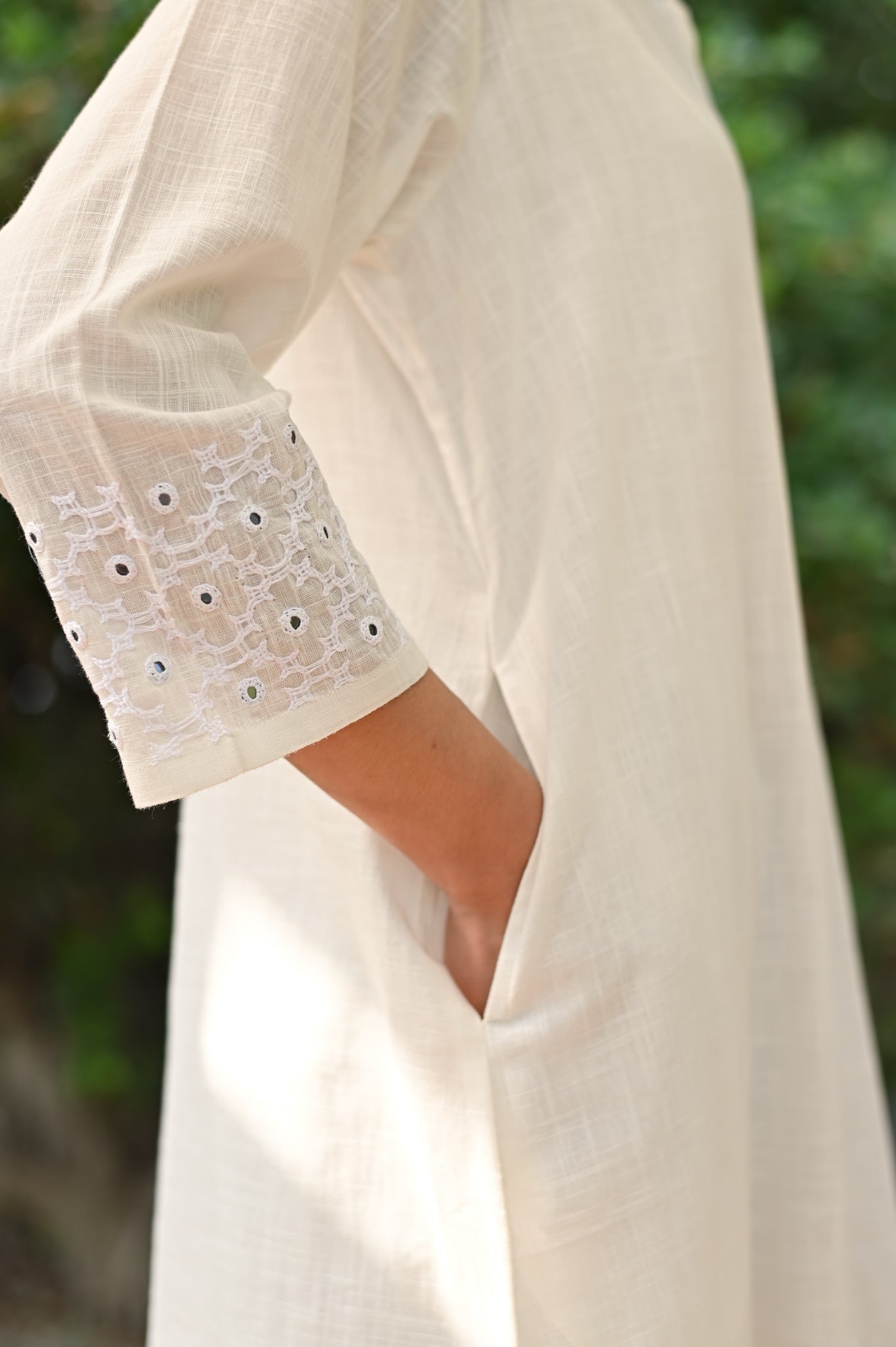 Jasmine Sindhi Hand Embroidered Cotton A-Line Kurta