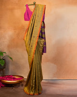 Sunehri Tussar Saree with Soof Hand Embriodery