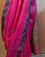 Rani Tussar Saree with Soof Hand Embroidery
