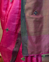 Rani Tussar Saree with Soof Hand Embroidery