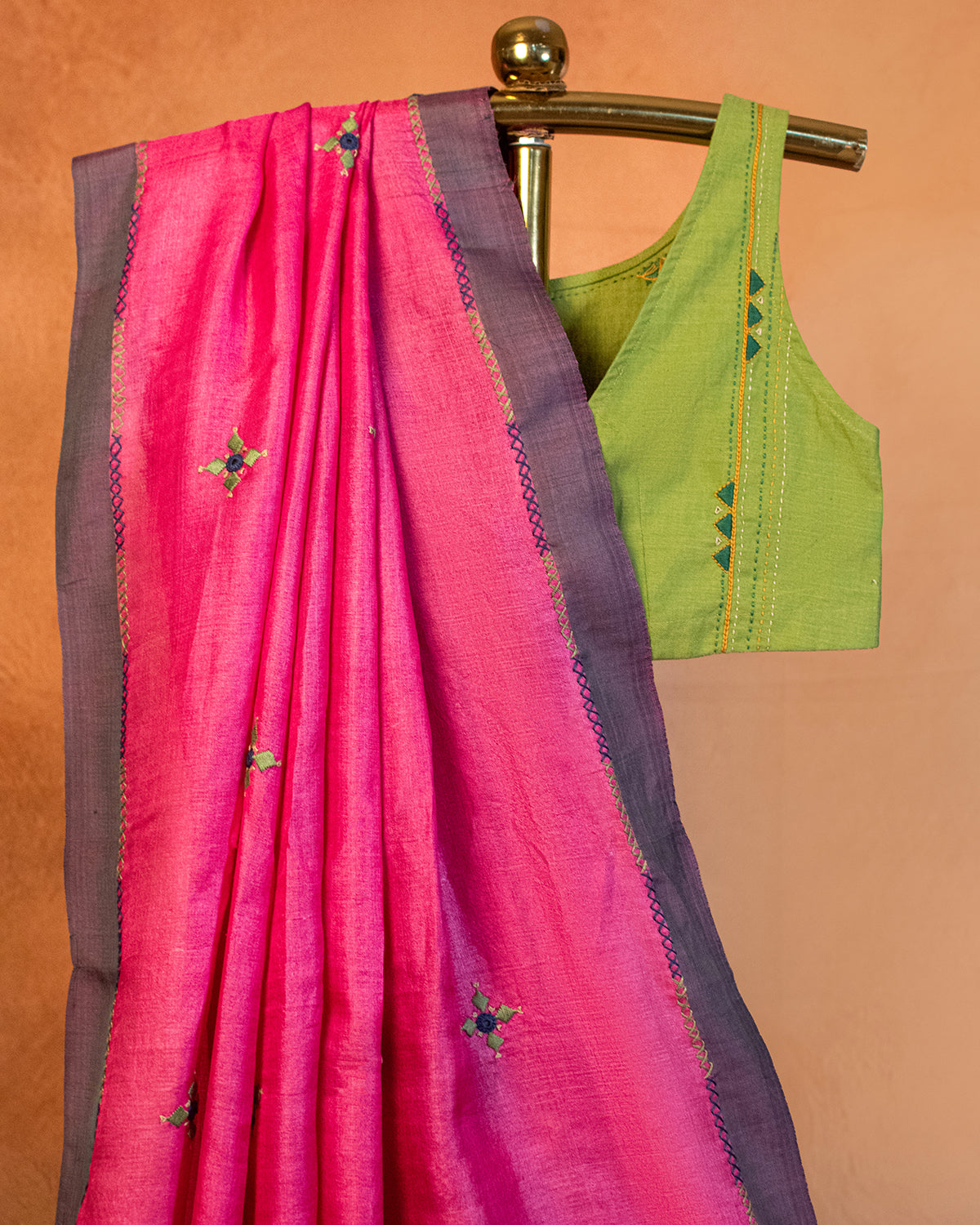 Rani Tussar Saree with Soof Hand Embroidery