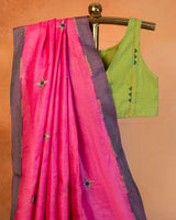 Rani Tussar Saree with Soof Hand Embroidery
