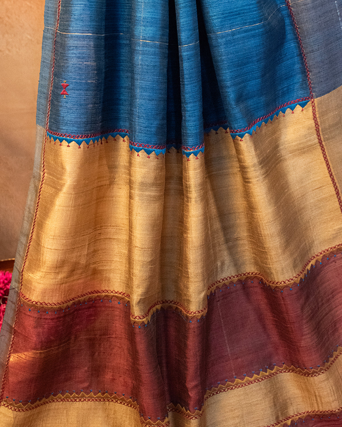 Aasmaani Tussar Saree with Soof Hand Embroidery