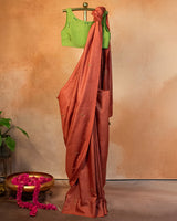Gerua Tussar Saree with Soof Hand Embroidery