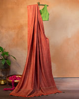 Gerua Tussar Saree with Soof Hand Embroidery