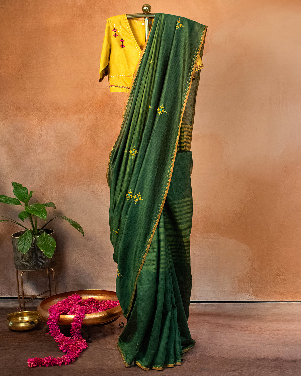 Forest Muga Saree with Soof Hand Embroidery