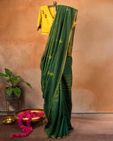Forest Muga Saree with Soof Hand Embroidery