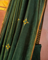 Forest Muga Saree with Soof Hand Embroidery