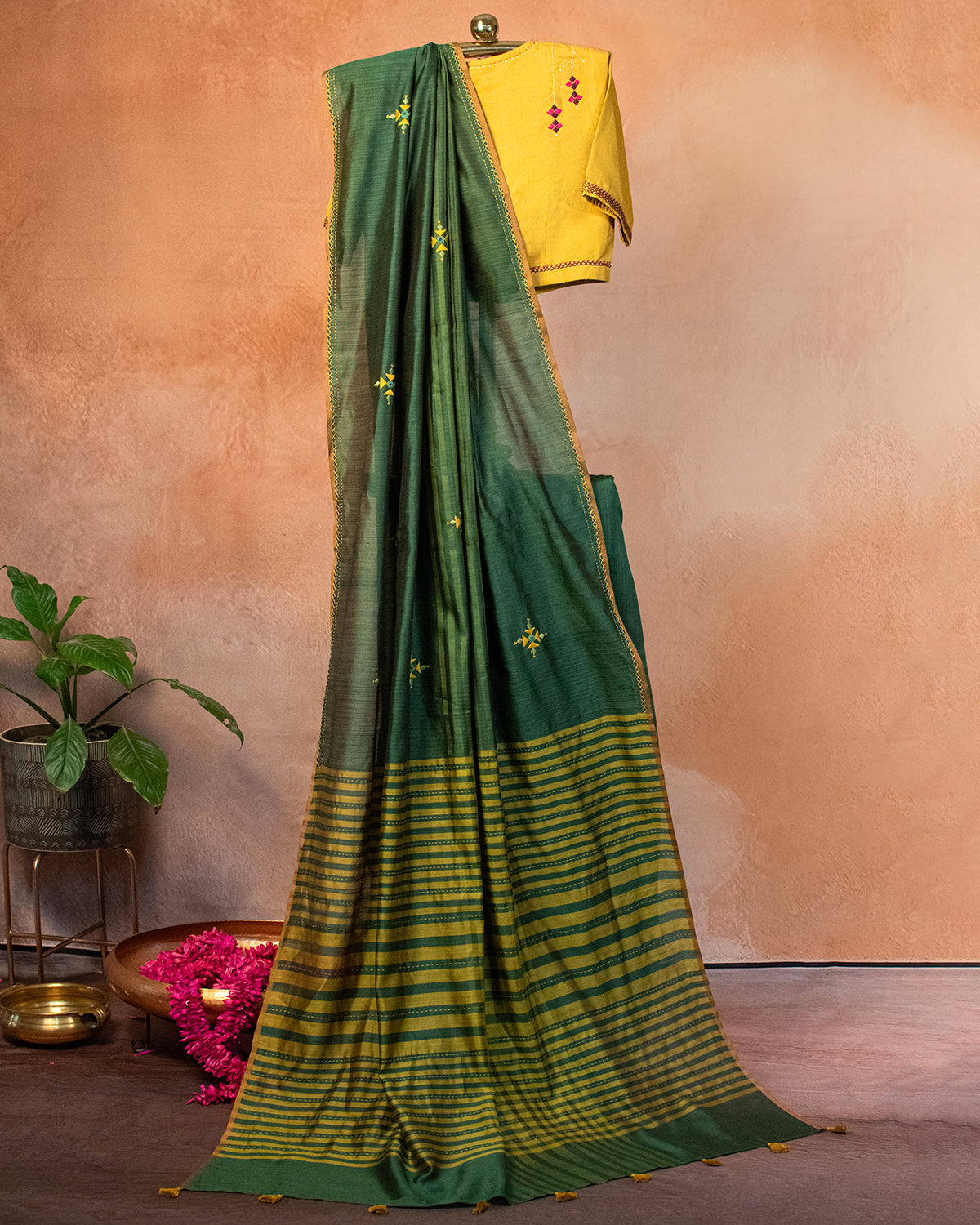 Forest Muga Saree with Soof Hand Embroidery