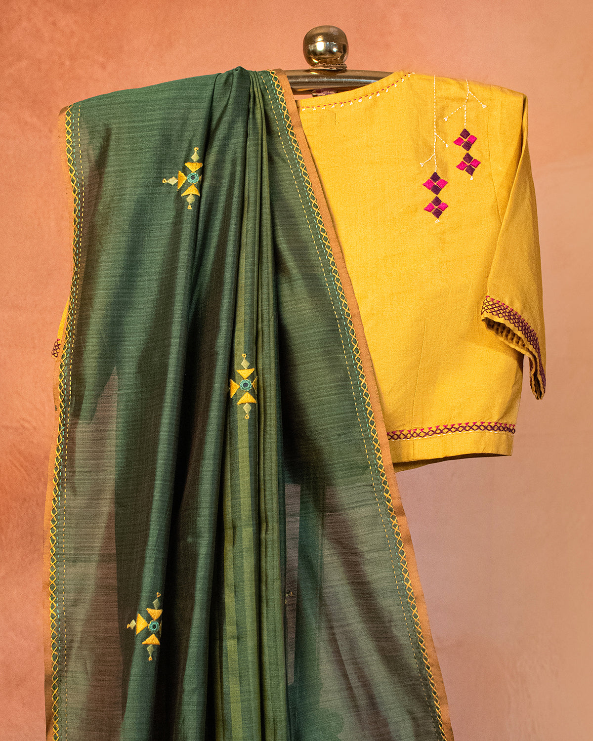 Forest Muga Saree with Soof Hand Embroidery