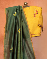 Forest Muga Saree with Soof Hand Embroidery