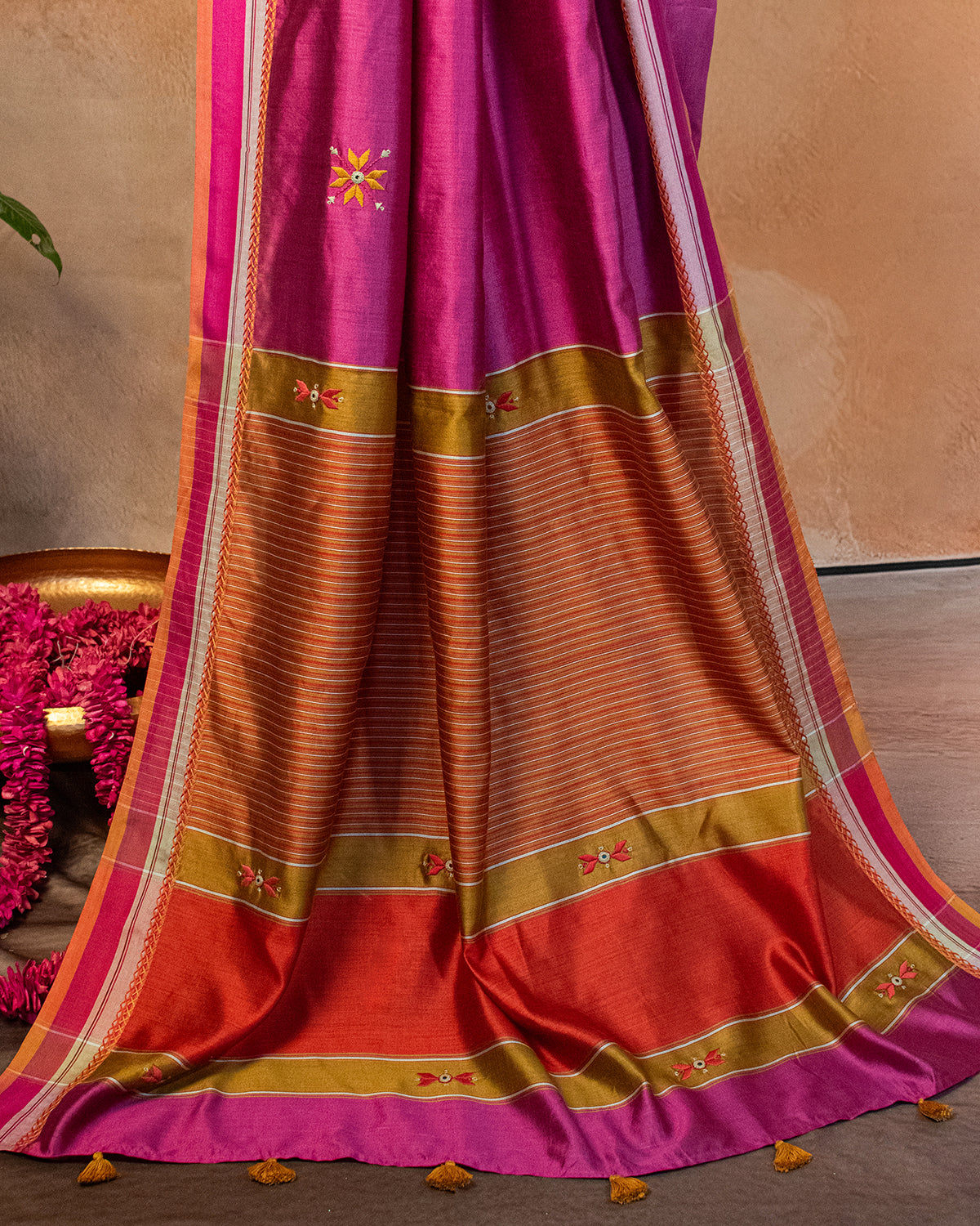 Rang Bahaar Eri Saree with Soof Hand Embroidery