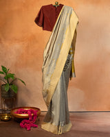 Shimmer Glow Tussar Saree with Soof Hand Embroidery