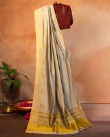 Shimmer Glow Tussar Saree with Soof Hand Embroidery